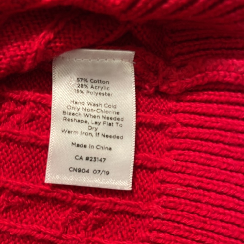 Talbots Cable Knit Long Sleeve Sweater with Button Detailed Sleeves Red 2X - Picture 8 of 8